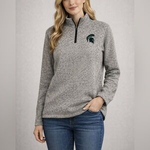 ProEdge Michigan State Spartans Quarter Zip Sweater 2XL Gray EUC